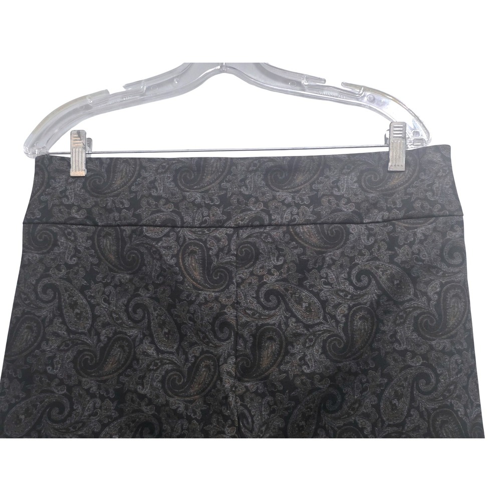 Zac & Rachel Womens Paisley Pull On Slim Leg Pants Black Charcoal Bronze Large - Picture 3 of 10